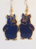 Pig Earrings Stefano Vintage (new) cloisonne dangle earrings, gold plate Factory Prices Collectible