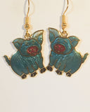 Little Pig Stefano Earrings Vintage ( new ) Cloisonne dangle gold plate Factory Prices Collectible