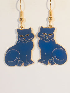 Fluff Cat Dangle Earrings Stefano Vintage ( new ) Cloisonne gold plate Factory Prices