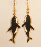Whale Earrings Stefano Vintage ( new ) Cloisonne dangle earrings, gold plate Factory Prices Collectible