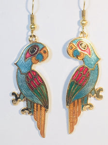 Margaritaville Parrot Dangle Earrings Stefano Vintage (new) cloisonne gold plate Factory Prices Collectible