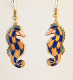 Seahorse Earrings. Stefano Vintage (new) cloisonne dangle earrings, gold plate Factory Prices Collectible
