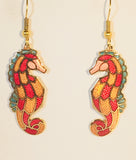Seahorse Earrings. Stefano Vintage (new) cloisonne dangle earrings, gold plate Factory Prices Collectible