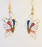 Butterfly Dangle Earrings Stefano Vintage Cloisonne (new) gold plate Factory Prices