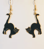 Dancing Cat Dangle Earrings Stefano Vintage (new) cloisonne gold plate Factory Prices
