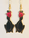 Cat Earrings Stefano Vintage (new) cloisonne gold plate Factory Direct