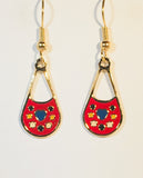 Petite Colorful Dangle Earrings Stefano Vintage ( new ) Cloisonne gold plate Factory Prices Collectible