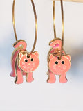 Cat Hoop Earrings Stefano Vintage (new) Cloisonne gold plate  Factory Prices