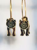 Cat Hoop Earrings Stefano Vintage (new) Cloisonne gold plate  Factory Prices