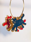 Flying Cats Stefano Vintage cloisonne hoop earrings gold plate Factory Prices Collectible