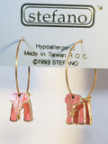 Small Elephant Stefano Vintage (new) cloisonne hoop earrings, gold plate, Factory Prices Collectible