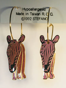 Zebra Stefano Vintage cloisonne hoop earrings gold plate Factory Prices Collectible