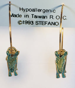 Zebra Stefano Vintage (new) cloisonne hoop earrings, gold plate, Factory Prices Collectible