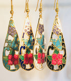 Paisley Stefano Vintage (new) Cloisonne dangle (drop) earrings gold plate Factory Direct Collectible