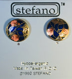 Stefano Post Earrings Vintage ( new ) Cloisonne silver plate Factory Prices Collectible