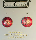 Round Flower Stefano Post Earrings Vintage ( new ) Cloisonne silver plate Factory Prices Collectible