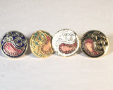 Round Paisley Stefano Post Earrings Vintage ( new ) Cloisonne gold plate Factory Prices Collectible