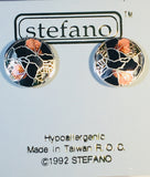 Stefano Post Earrings Vintage ( new ) Cloisonne silver plate Factory Prices Collectible
