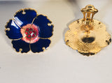 Flower Clip-on Stefano Vintage ( new ) Cloisonne earrings gold plate Factory Prices Collectible