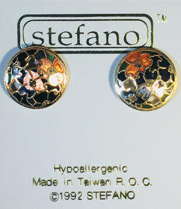 Sonora Round Post Earrings Vintage ( new ) Cloisonne gold plate Factory Prices Collectible
