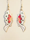 Elegant Butterfly Stefano Earrings Vintage ( new ) Cloisonne dangle silver plate Factory Prices Collectible