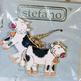 Cow with Heart Stefano Earrings Vintage ( new ) Cloisonne dangle gold plate Factory Prices Collectible