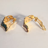 S Curl Geometric Clip-on Stefano Vintage ( new ) Cloisonne earrings gold plate Factory Prices Collectible