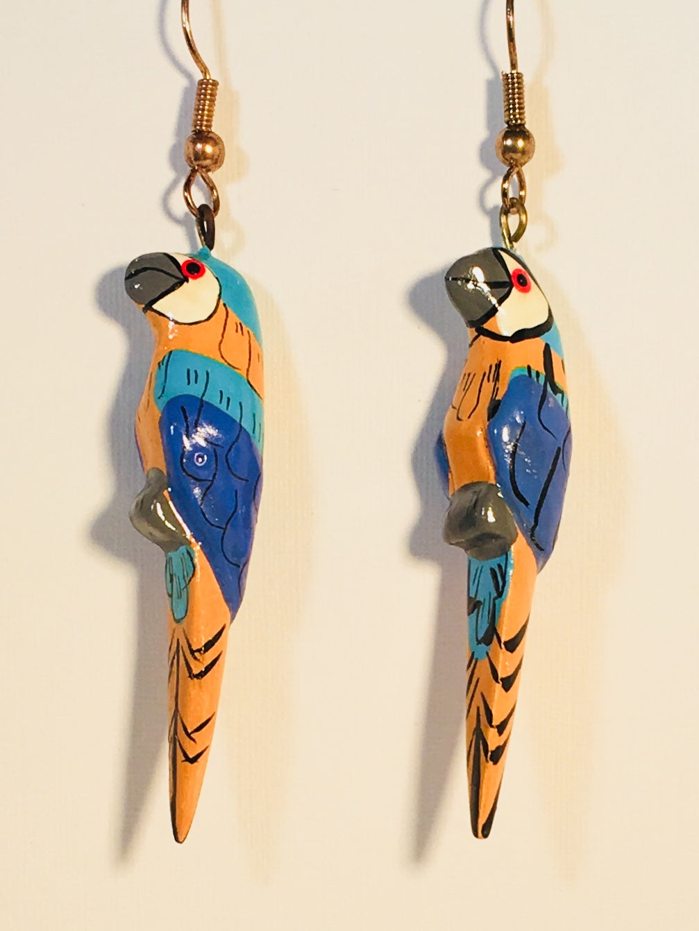 Bright Parrot Drop Dangle Earrings Parrot Carved Wooden Birds Bright Mexico  Inspired Parrots Perfect Festival Earrings Statement Jewelry 