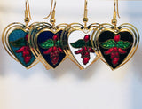 Double Heart Earrings Stefano Vintage (new) cloisonne dangle gold plate Factory Prices