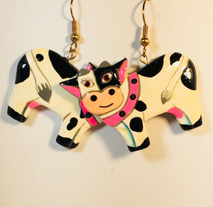 Cute Cow Dangle Earrings Handmade by Stefano Bali Artisans Vintage  Factory Prices Collectible