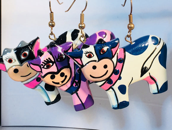 Cute Cow Dangle Earrings Handmade by Stefano Bali Artisans Vintage  Factory Prices Collectible