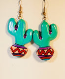 Cactus Dangle Earrings Handmade by Stefano Bali Artisans Factory Prices Collectible