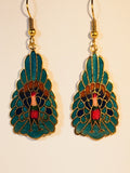 Elegant Peacock Dangle Earrings  Stefano Vintage (new) Cloisonne gold plate Factory Prices  Collectible