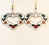 Heart Dangle Earrings Stefano Vintage new cloisonne gold plate Factory Prices