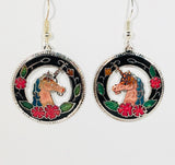 Unicorn Dangle Earrings Stefano Vintage new Cloisonne silver plate Factory Prices