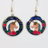 Unicorn Dangle Earrings Stefano Vintage new Cloisonne silver plate Factory Prices