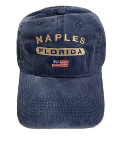 Naples Florida Embroidered Adult Cap Navy Adjustable USA Flag
