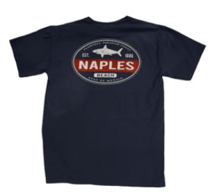 Naples Florida Shark Alert Souvenir T Shirt Navy