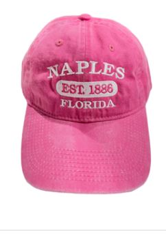 Naples Florida Embroidered  Adult Cap  Adjustable Raspberry Pink