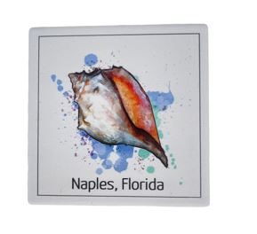 Naples Florida Tile Coaster Shell Design  A Great Souvenir