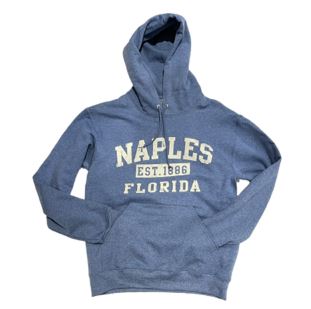 Naples Florida Heather Blue Hooded Sweat Shirt   A Great Florida Souvenir