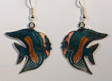Tropical Fish Dangle Dangle Earrings Stefano Vintage new Cloisonne silver plate Factory Prices Collectible