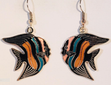 Tropical Fish Dangle Dangle Earrings Stefano Vintage new Cloisonne silver plate Factory Prices Collectible